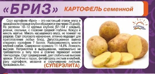 КАРТОФЕЛЬ (2кг) БРИЗ СуперЭлита /мякоть желтая