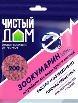 Чистый дом ГРАНУЛЫ Зоокумарин СУПЕР 200гр /50шт/
