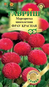 Маргаритка Фрау Красная 4шт (драже в пробирке) /многолетник