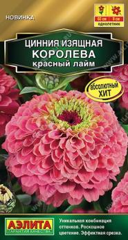 Цинния Королева Красный Лайм 5шт Золотая серия /однолетник