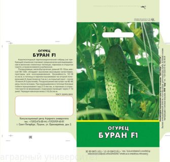 Огурец Буран F1 8шт /раннеспелый 