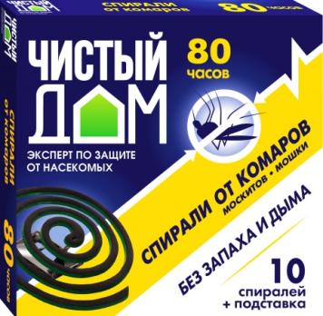 Чистый дом - Спирали от комаров  (1упак=10шт) /60шт/
