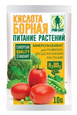 Борная кислота 10гр (микроудобр.для цвет.овощ.ягод  ТМ Грин Бэлт