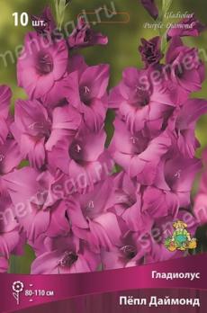 Гладиолус Пёпл Даймонд 10шт 10-12разбор 80-110см крупноцветковый 
