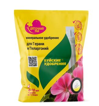 Удобрение комплексное для Герани и Пеларгоний (4амп.*10мл) сер.Цветочный рай /6шт